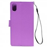 Wholesale iPhone X (Ten) Multi Pockets Folio Flip Leather Wallet Case with Strap (Purple)